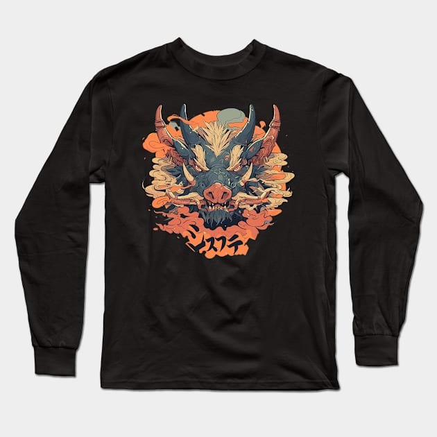 wild boar Long Sleeve T-Shirt by peterdoraki